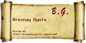 Breznay Gyula névjegykártya